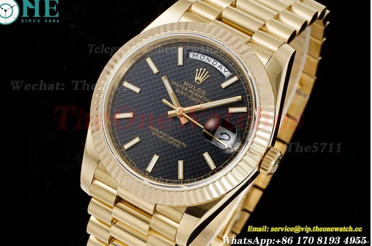 JDF (Gain Black 228238 YG DayDate VR3255 Dial V4 Textured 40mm YG Weight) 1204